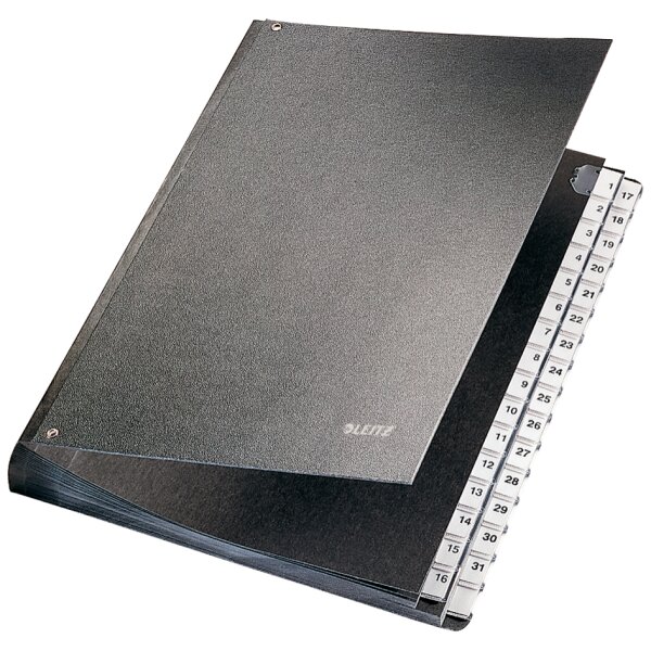 LEITZ Pultordner, A4, 1-31, 32 F&auml;cher, Kunststoff, schwarz