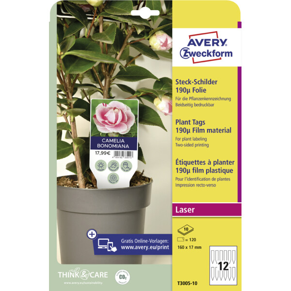 AVERY Zweckform Steckschilder, Folie, 128 x 47 mm, weiß