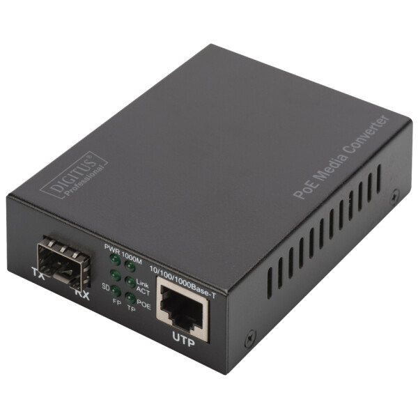 DIGITUS Gigabit PoE Medienkonverter, RJ45 SFP, PSE