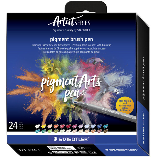 STAEDTLER Fasermaler pigment brush pen, 24er Kartonetui