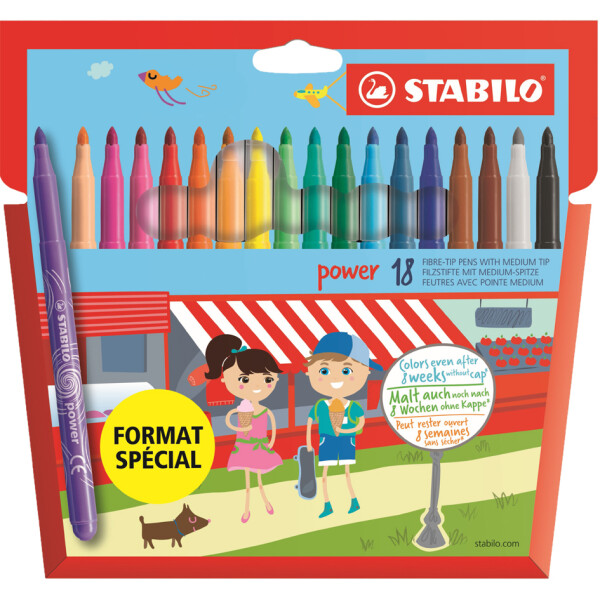 STABILO Fasermaler power, rund, 18er Karton-Etui