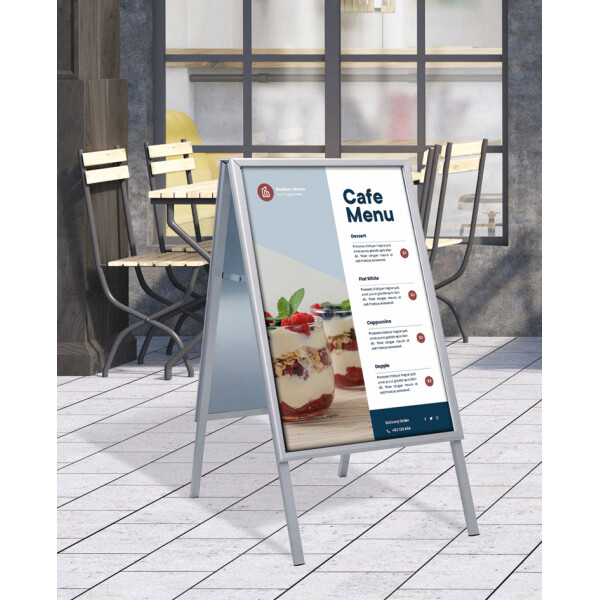 EUROPEL Plakatständer, wasserfest, A1, silber