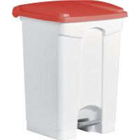 helit Tret-Abfalleimer "the step", 45 Liter, weiß rot