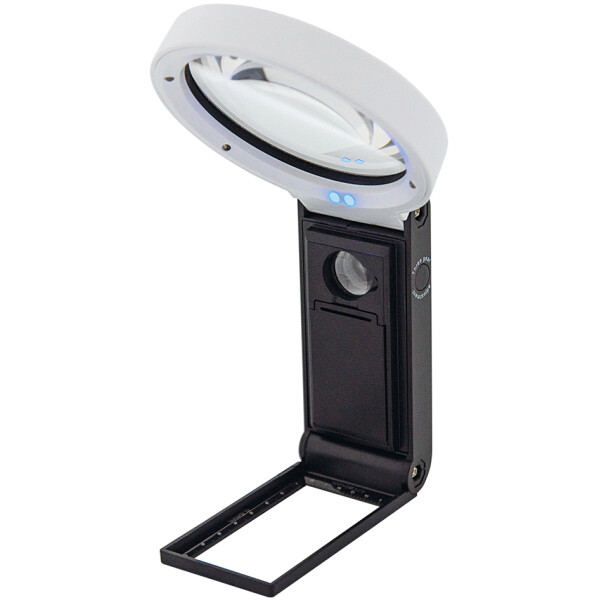 WEDO LED-UV-Lupe mit ausklappbarem Standfuß, schwarz weiß