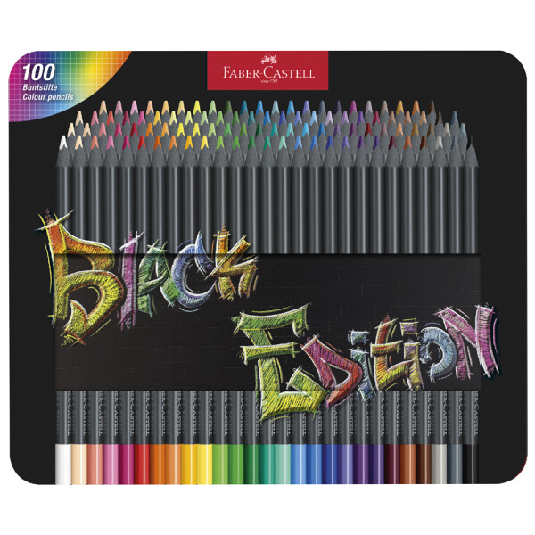 FABER-CASTELL Dreikant-Buntstifte Black Edition, 100er Etui
