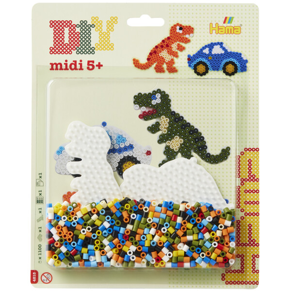 Hama Bügelperlen midi "Auto Dinosaurier", Blister