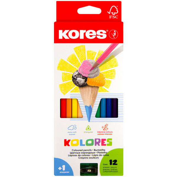 Kores Dreikant-Buntstifte "Kolores", 24er Karton-Etui