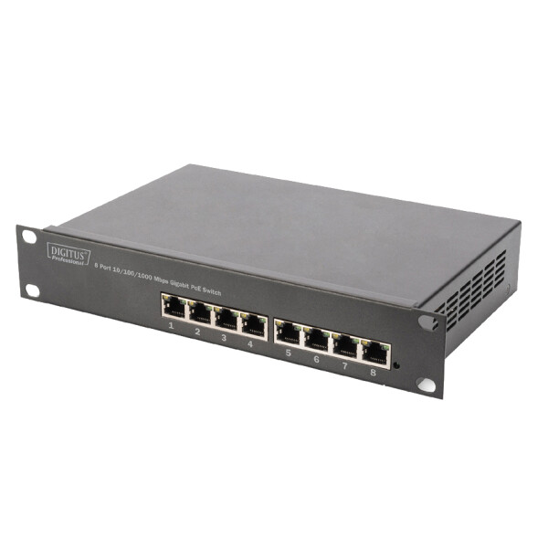 DIGITUS 10" Gigabit Ethernet PoE Switch, 8-Port