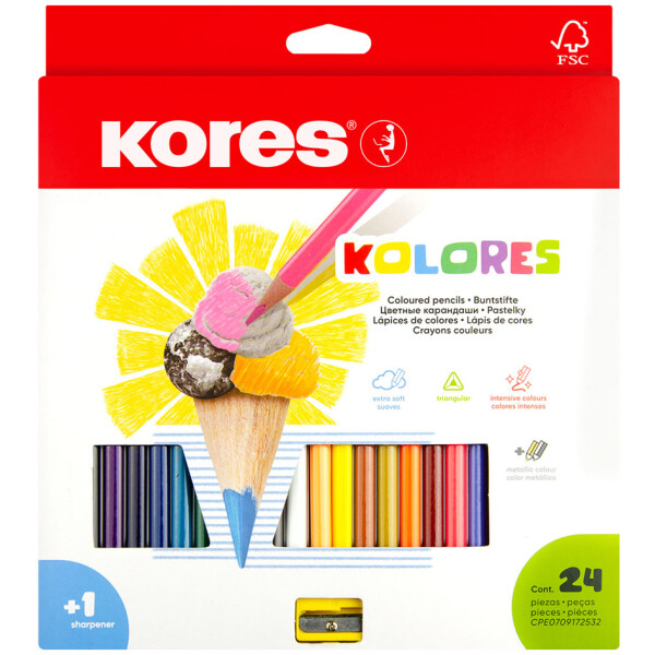 Kores Dreikant-Buntstifte "Kolores", 12er Karton-Etui