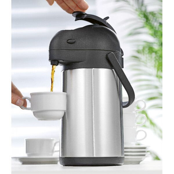 Esmeyer Pump-Isolierkanne STREAM, 1,9 Liter, silber schwarz