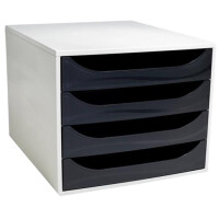 EXACOMPTA Schubladenbox ECOBOX, 4 Schübe, schwarz grau