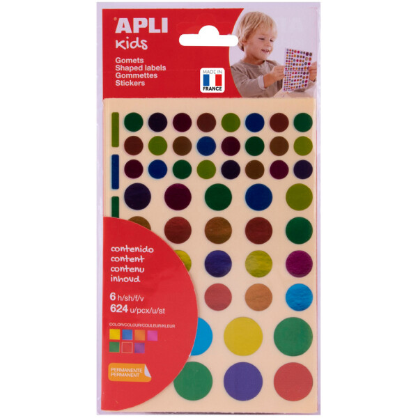 APLI kids Sticker "Rund", Metallicfarben, farbig sortiert