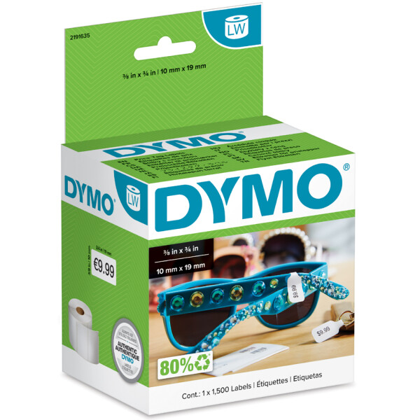DYMO LabelWriter-Schmuck-Etiketten, 10 x 19 mm, weiß