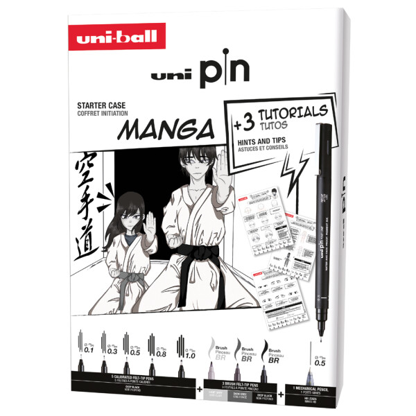 uni-ball MANGA-Starterset uni pin, 9er Koffer