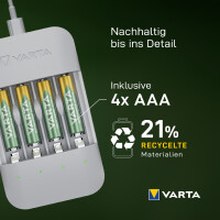 VARTA Ladegerät Eco Charger Pro Recycled, inkl. 4x...