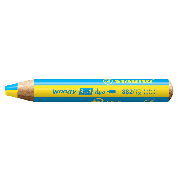 STABILO Multitalentstift woody 3 in 1 duo, gelb cyanblau