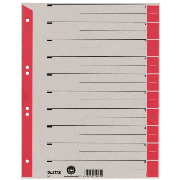 LEITZ Trennbl&auml;tter, A4 &Uuml;berbreite, Kraftkarton 230g qm, gr&uuml;n