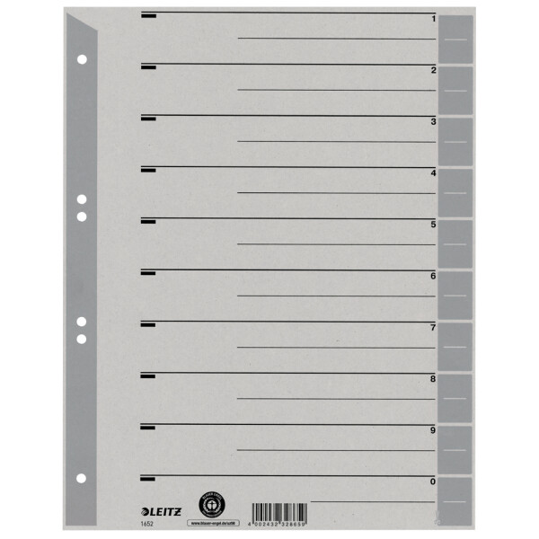 LEITZ Trennbl&auml;tter, A4 &Uuml;berbreite, Kraftkarton 230g qm, gr&uuml;n