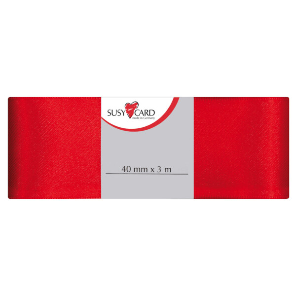 SUSY CARD Geschenkband "Doppelsatin", 40 mm x 3 m, rot