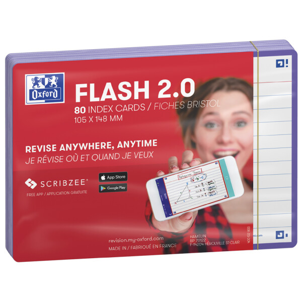 Oxford Karteikarten "Flash 2.0", 105 x 148 mm, rot
