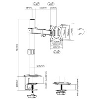 LogiLink Monitorarm, Armlänge: 200 mm, schwarz