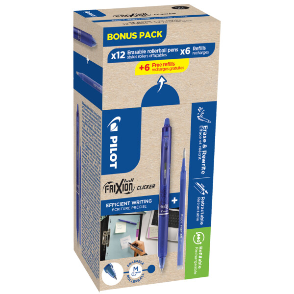 PILOT Tintenroller FRIXION BALL CLICKER 07, BONUS PACK