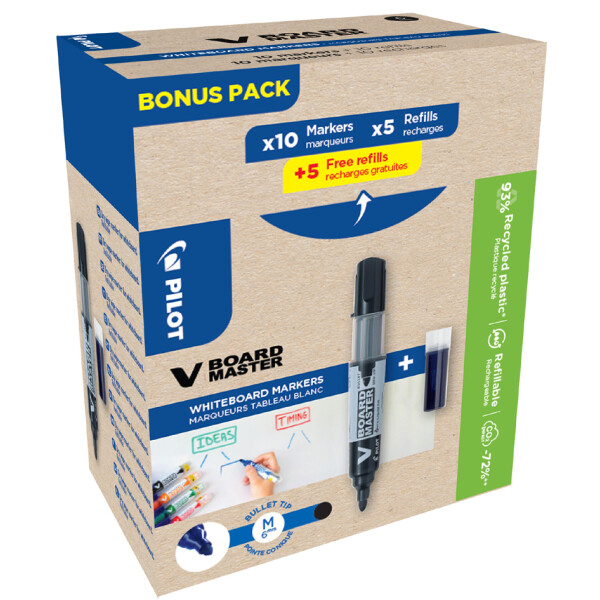 PILOT Whiteboard-Marker V BOARD MASTER, BONUS PACK, schwarz