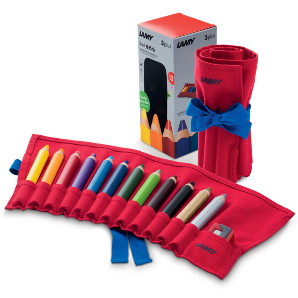 LAMY 3-in-1 Buntstifte 3plus, 12er Stoffrolle