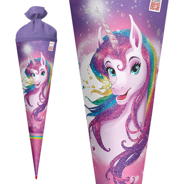 ROTH Schultüte "Einhornportrait, rund, 700 mm, Glitter