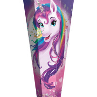 ROTH Schultüte "Einhornportrait, rund, 700 mm, Glitter