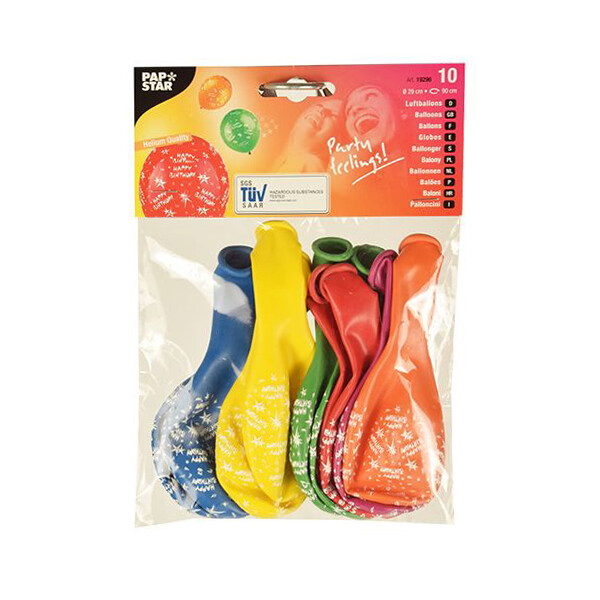 PAPSTAR Luftballons "Happy Birthday", farbig sortiert