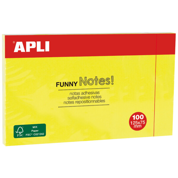 APLI Haftnotizen "FUNNY Notes!", 75 x 75 mm, neongelb