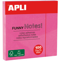 APLI Haftnotizen "FUNNY Notes!", 75 x 75 mm, neongelb