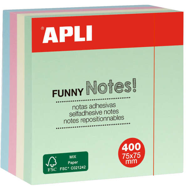 APLI Haftnotiz-Würfel "FUNNY Notes!", 75 x 75 mm, sortiert