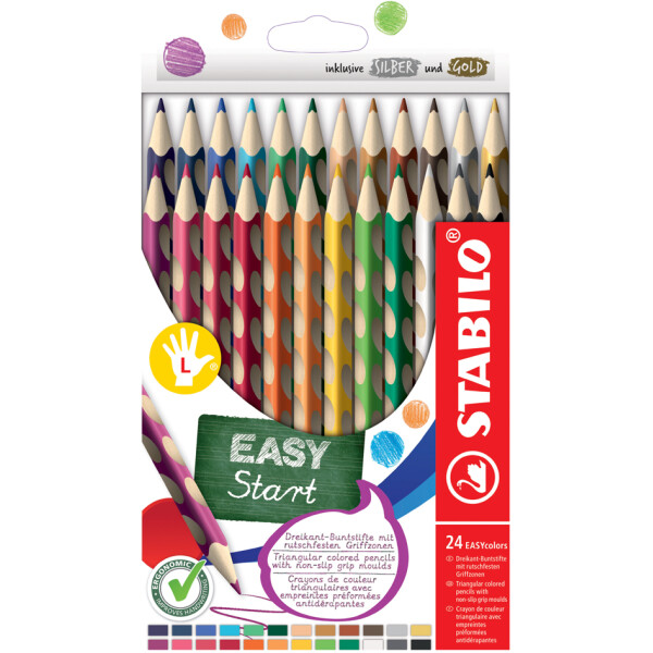STABILO Dreikant-Buntstifte EASYcolors L, 24er Kartonetui