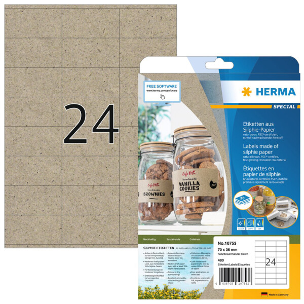 HERMA Etiketten aus Silphie-Papier, 63,5 x 42,3 mm, oval