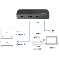 LogiLink 4K 60 Hz HDMI Splitter, 2-fach, schwarz