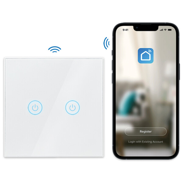 LogiLink Wi-Fi Smart Wandschalter, 2-fach, wei&szlig;