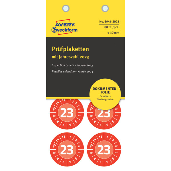 AVERY Zweckform Prüfplaketten, 2026, NoPeel, grün, 20 mm