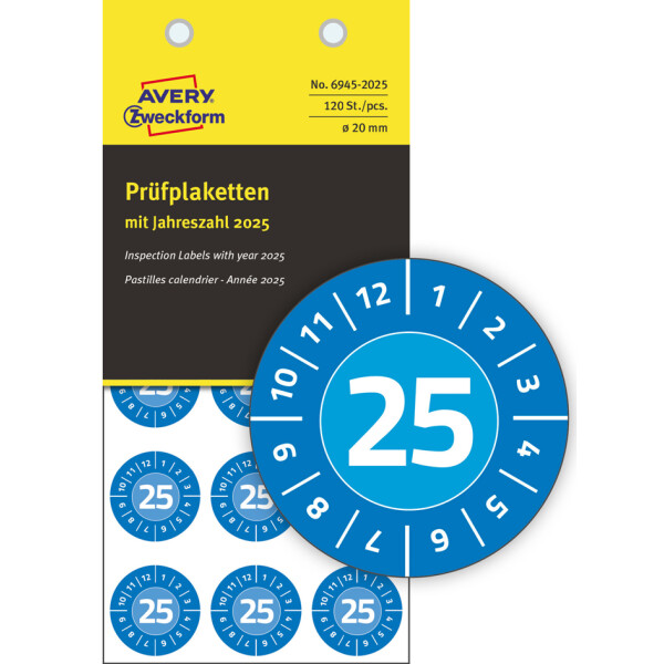 AVERY Zweckform Prüfplaketten, 2026, NoPeel, grün, 30 mm