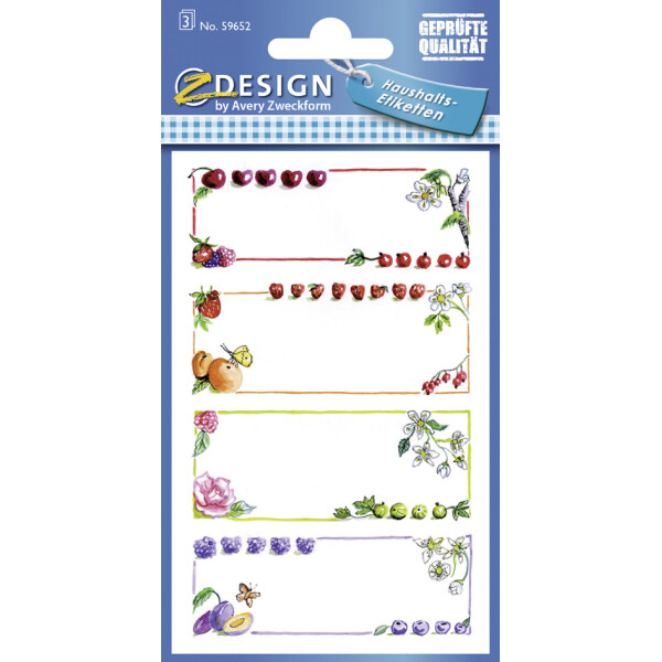 ZDesign HOME Haushalts-Etiketten "Obst Rahmen", ablösbar