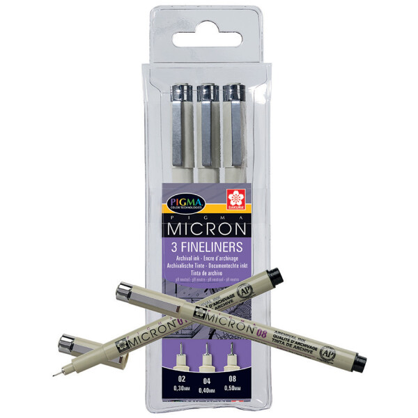 SAKURA Fineliner PIGMA MICRON, 3er Etui, schwarz