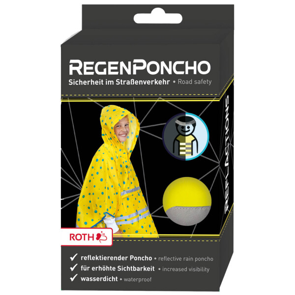 ROTH Kinder-Regenponcho ReflActions "Roar", gelb blau