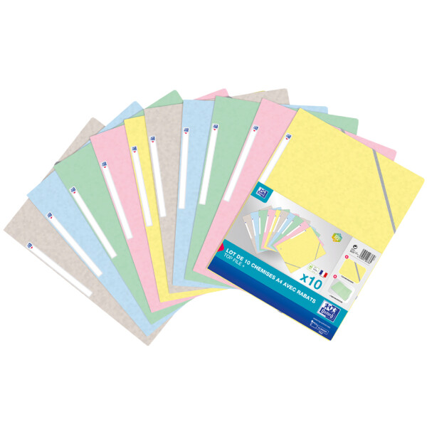 Oxford Eckspannermappe Top File+, Pastell, 10er Pack
