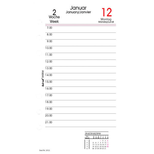 bind Ersatzkalender 2027 f&uuml;r Terminplaner A6 Modell 10603
