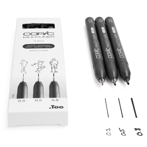 COPIC Fineliner MULTILINER, schwarz, 3er Set