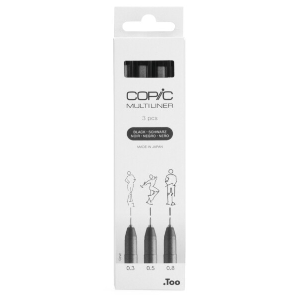 COPIC Fineliner MULTILINER, schwarz, 3er Set