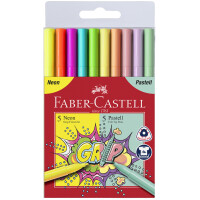 FABER-CASTELL Fasermaler GRIP Neon + Pastell, 10er Etui