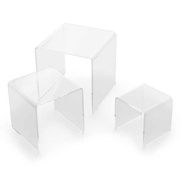 deflecto Podest quadratisch, transparent, 3er Set